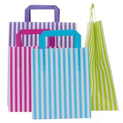 Candy Striped Paper SOS Carrier Bags  Boxed 250